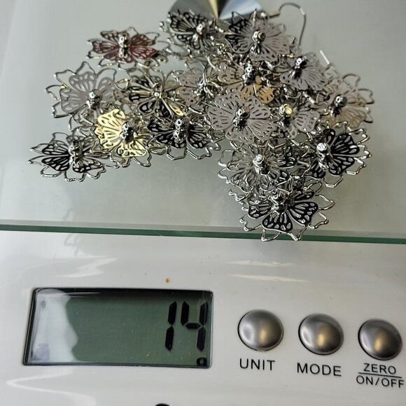 Silver Tone Filigree Flower Drop Earrings - Picture 9 of 11